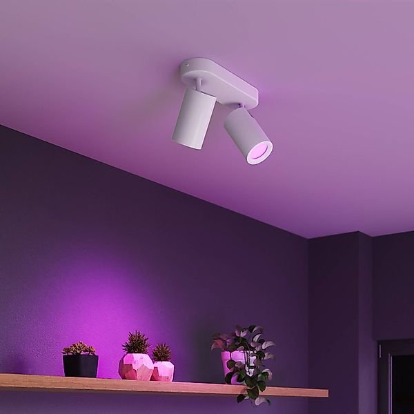 Calex Smart Deckenspot weiß Länge 22 cm 2-flg. GU10-LED RGBW günstig online kaufen