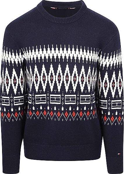 Tommy Hilfiger Fairisle Pullover Druck Navy - Größe L günstig online kaufen