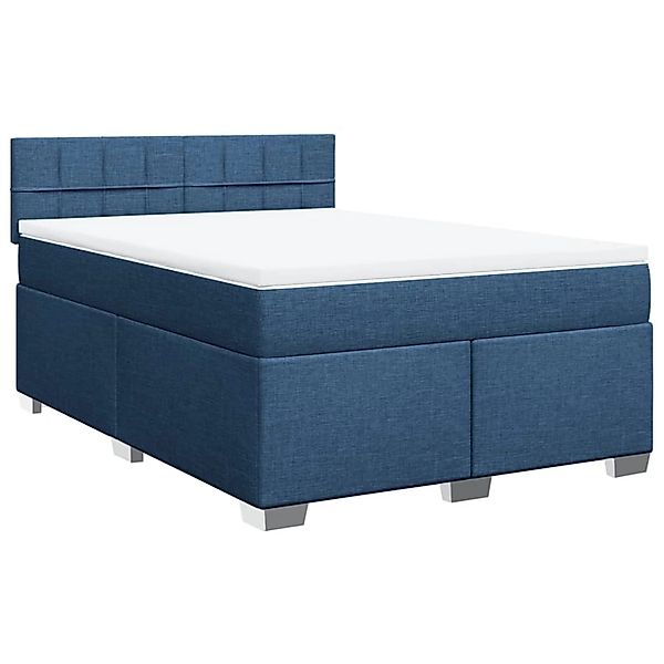 vidaXL Boxspringbett mit Matratze Blau 140x200 cm Stoff 3285917 günstig online kaufen