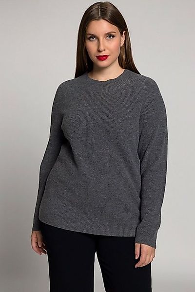 Ulla Popken Strickpullover Pullover Wollmischung Rippstrick Stehkragen günstig online kaufen