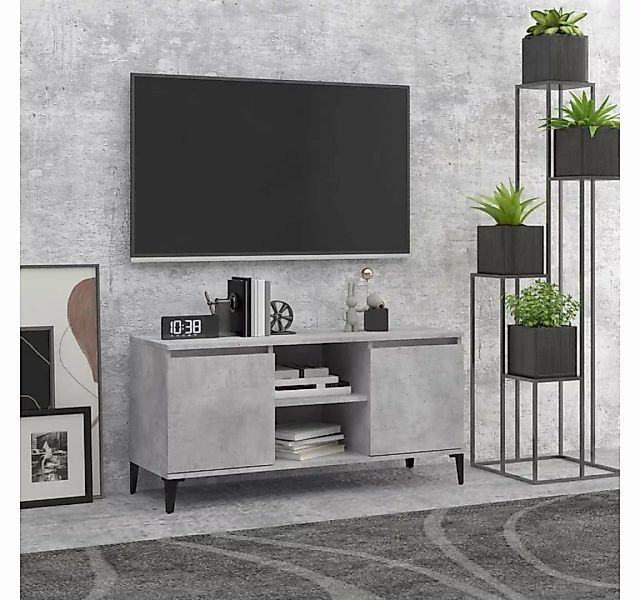 furnicato TV-Schrank mit Metallbeinen Betongrau 103,5x35x50 cm günstig online kaufen
