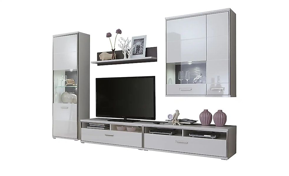 uno Wohnwand  Setto ¦ weiß ¦ Maße (cm): B: 312 H: 201 T: 41.0 Wohnwände - H günstig online kaufen