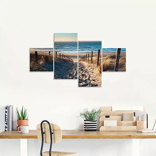 Artland Glasbild "Weg zum Nordseestrand Sonnenuntergang", Strand, (4 St.) günstig online kaufen