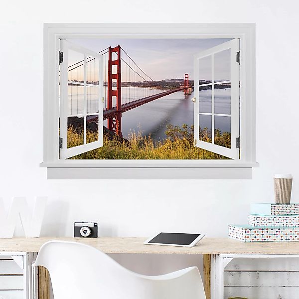 3D Wandtattoo Offenes Fenster Golden Gate Bridge in San Francisco günstig online kaufen