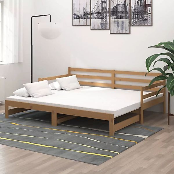 Ausziehbares Tagesbett 2x(90x200) Cm Honigbraun Massivholz Kiefer günstig online kaufen