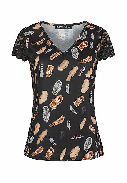 CLOUD 5IVE T-Shirt "CLOUD 5IVE T-Shirt mit V-Neck und Spitzenansatz", 1 Stk günstig online kaufen
