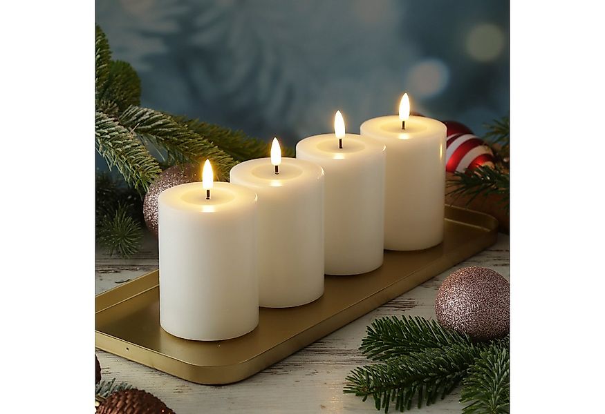 Deluxe Homeart LED-Kerze LED Kerzenset MIA Echtwachs Deluxe H: 10cm mit Bat günstig online kaufen