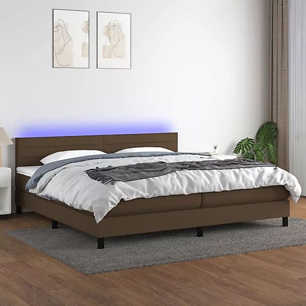 vidaXL Boxspringbett Boxspringbett mit Matratze LED Dunkelbraun 200x200 cm günstig online kaufen