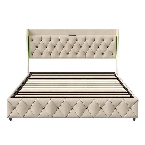 Furnishings Home Polsterbett Stauraumbett Doppelbett LED (Regenbogenbett, H günstig online kaufen