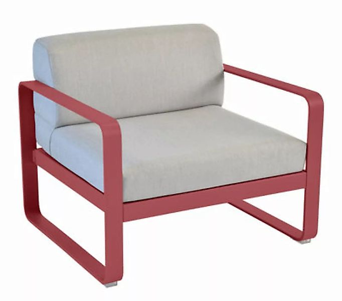Gepolsterter Sessel Bellevie Lounge metall textil orange grau / Bezug grau günstig online kaufen