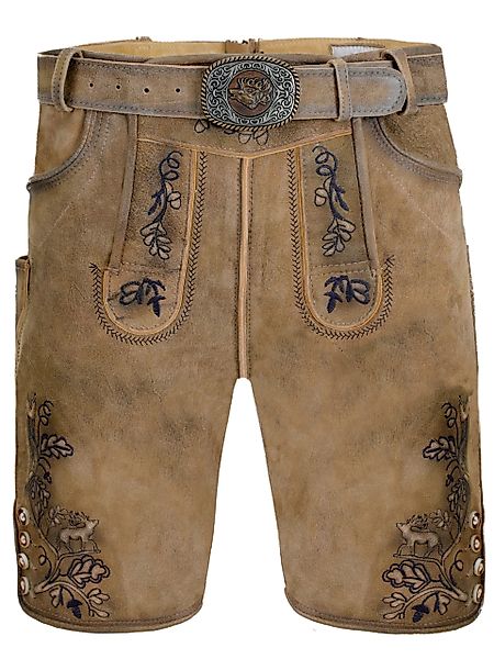 FUCHS Trachtenlederhose Trachtenlederhose kurz Wels braun-marine günstig online kaufen