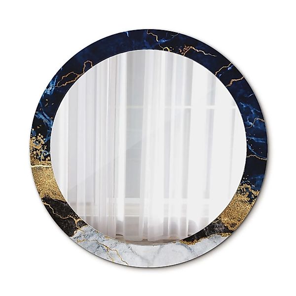 Tulup Spiegel mit Motivdruck Blauer Marmor 80x80 cm Runder Spiegel Aufdruck günstig online kaufen