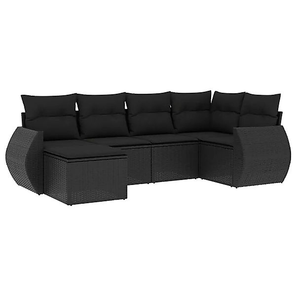 vidaXL 6-Tlg Garten-Sofagarnitur mit Kissen Schwarz Poly Rattan 3221654 günstig online kaufen
