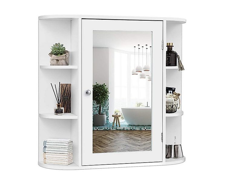 KOMFOTTEU Spiegelschrank Badschrank Hängeschrank Wandschrank mit Ablagen, 6 günstig online kaufen