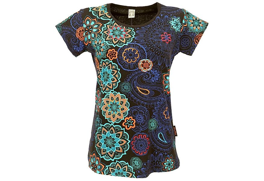 Guru-Shop T-Shirt Boho T-Shirt mit Stickerei und Druck, Baumwoll.. Festival günstig online kaufen