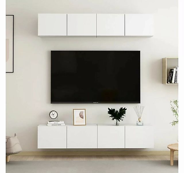 furnicato TV-Schrank TV-Schränke 4 Stk. Weiß 80x30x30 cm Holzwerkstoff günstig online kaufen