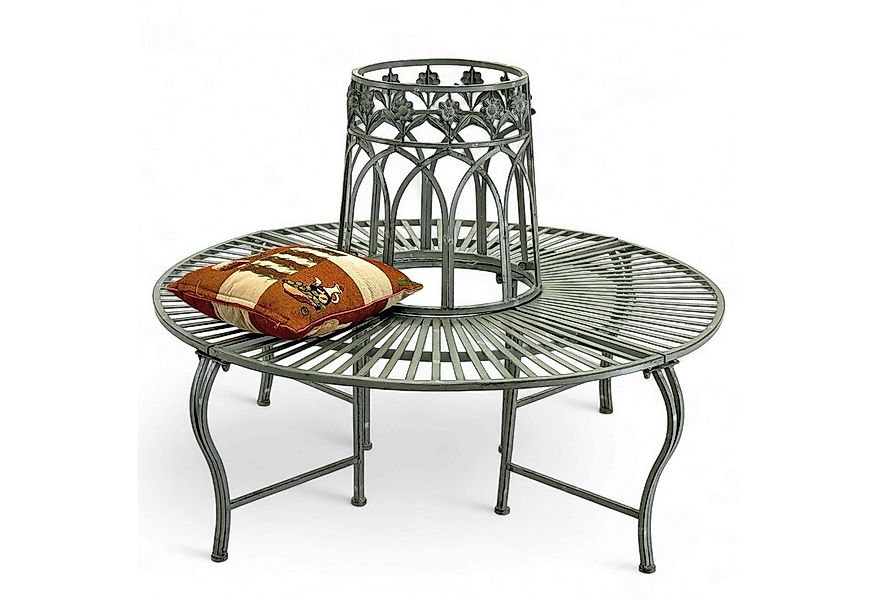 DanDiBo Baumbank Rund Metall Wetterfest Grau 96590 Rundbank ø 120 cm Garten günstig online kaufen