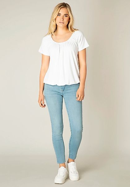 Base Level T-Shirt "Yona", mit Raffung am Ausschnitt und elastischem Bund günstig online kaufen