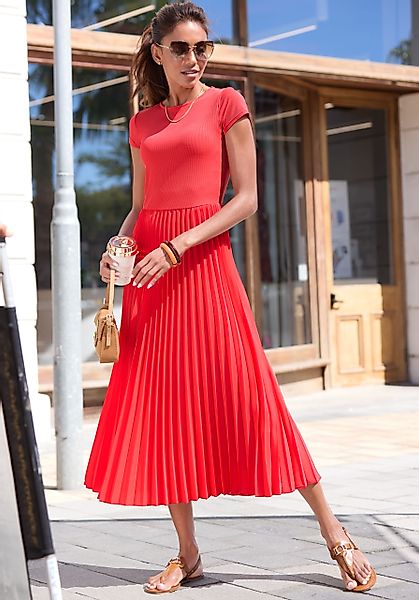 LASCANA Midikleid mit Plisseerockteil, Basic, modisch günstig online kaufen