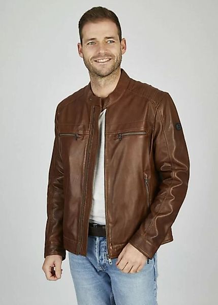 bugatti Lederjacke BUAMADEO (1-St) mit Stehkragen und Druckknopfriegel günstig online kaufen