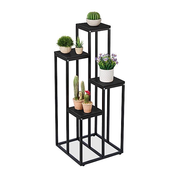 relaxdays Blumenständer Schwarze Blumentreppe mit 4 günstig online kaufen