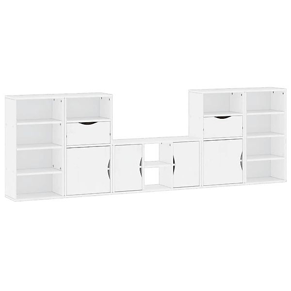 vidaXL 5-Tlg Wohnwand mit Stauraum ODDA Weiß Massivholz Kiefer 3365371 günstig online kaufen