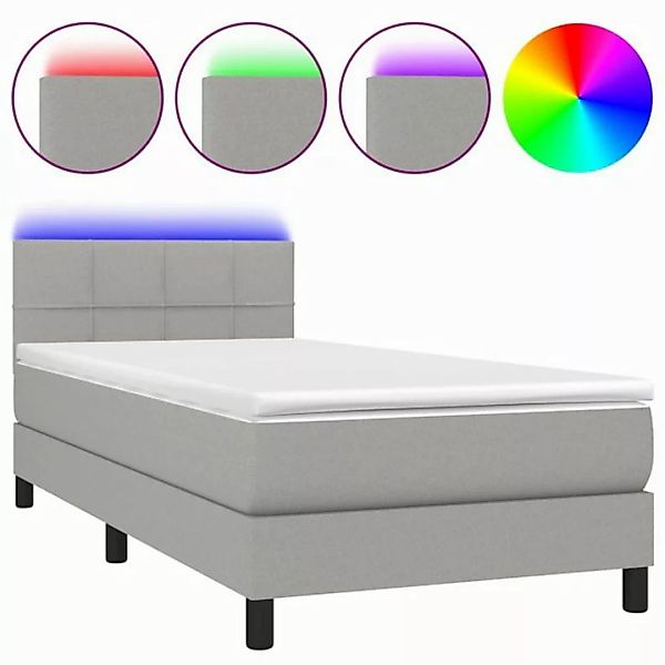 vidaXL Boxspringbett Boxspringbett mit Matratze LED Dunkelbraun 90x200 cm S günstig online kaufen