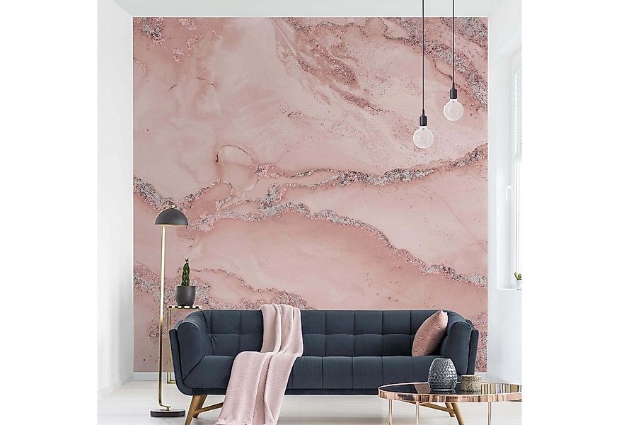 Bilderdepot24 Vliestapete Marmorn Marmor Rose Glitzer Steinoptik 3D-Effekt günstig online kaufen
