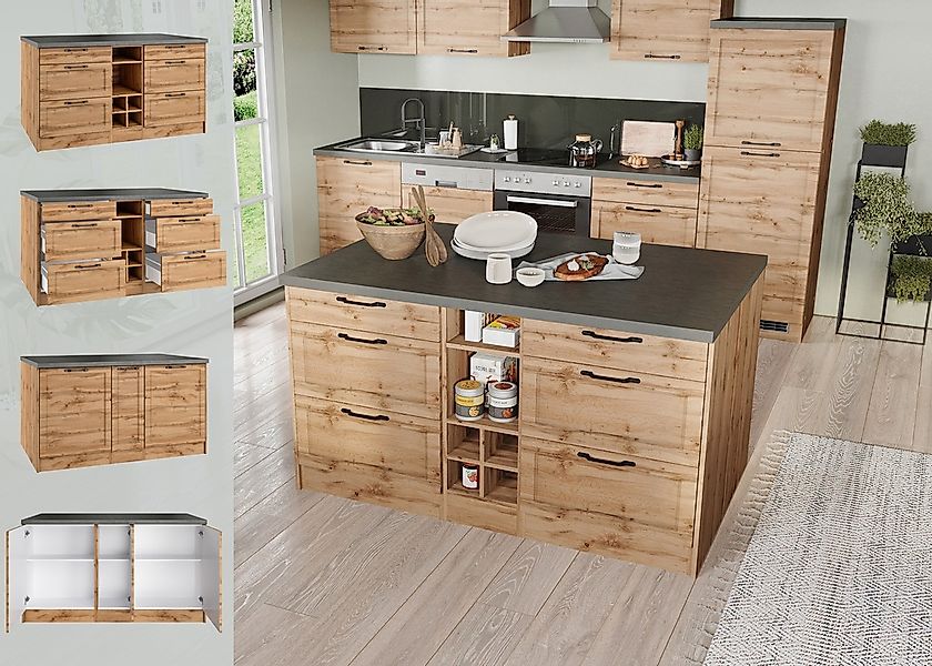 KOCHSTATION Kücheninsel »KS-Lani, Breite 153 cm, mit Flaschenregal«, MDF-Fr günstig online kaufen