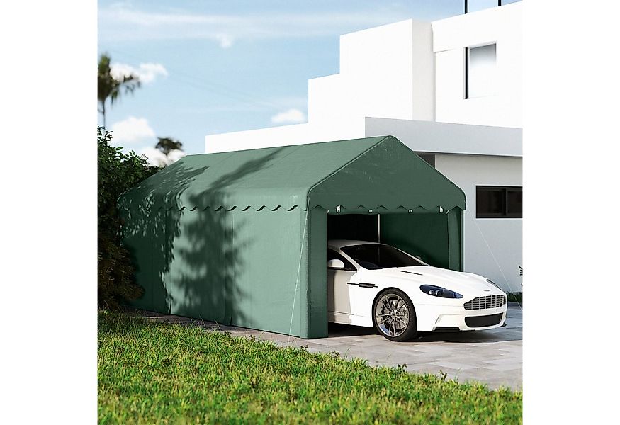 Outsunny Einzelcarport mit Rolltüren, Dach, abnehmbaren Seitenwänden, BxT: günstig online kaufen