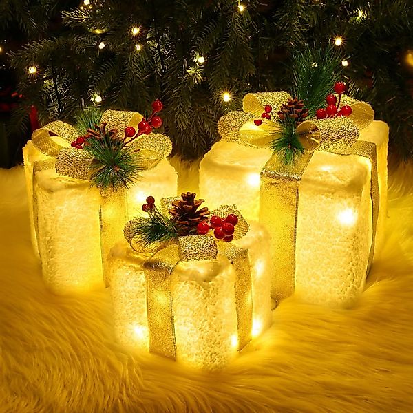 Elegear Weihnachtsfigur 3er-Set LED Geschenkbox Weihnachten günstig online kaufen