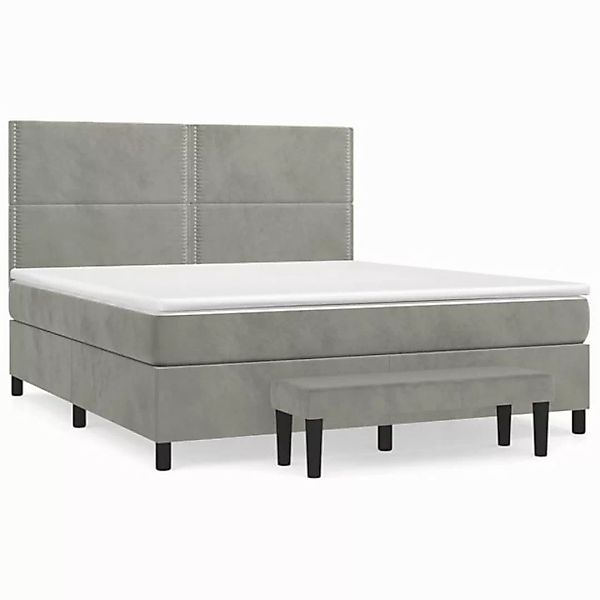 furnicato Bett Boxspringbett mit Matratze Hellgrau 180x200 cm Samt (1-tlg) günstig online kaufen