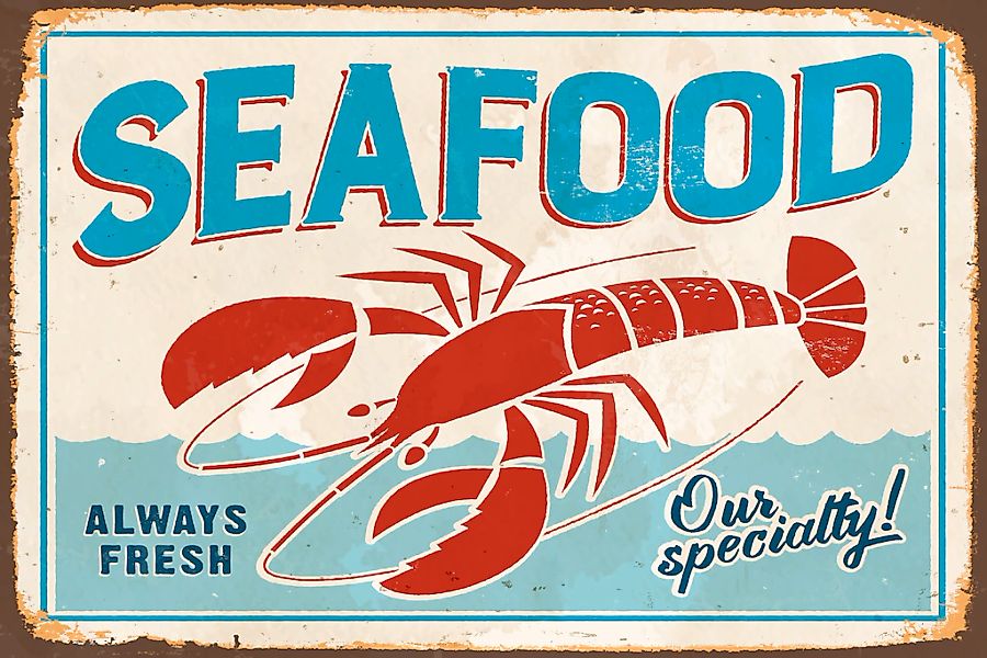 queence Metallbild "SEAFOOD", Restaurant & Cafés, Blechschilder günstig online kaufen