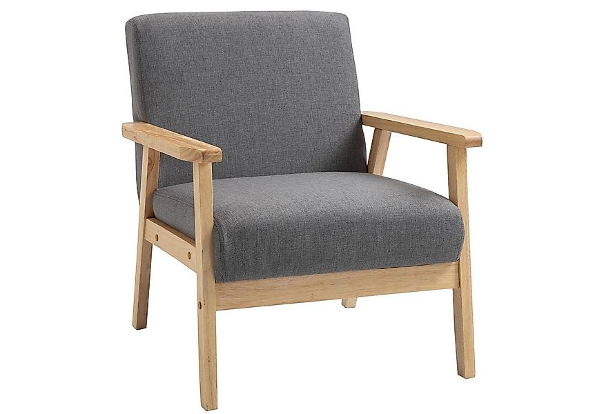 HOMCOM Relaxsessel Loungesessel mit Armlehnen in Leinenoptik (Esszimmerstuh günstig online kaufen