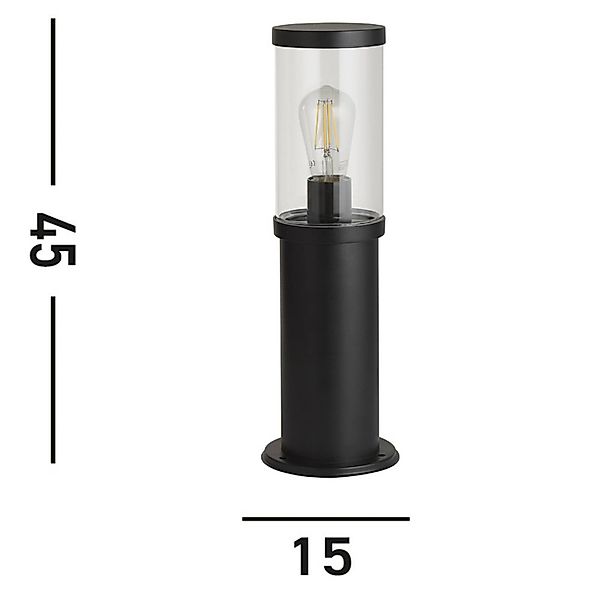 Sockelleuchte Bakerloo, IP44, schwarz, Höhe 45 cm, Metall günstig online kaufen
