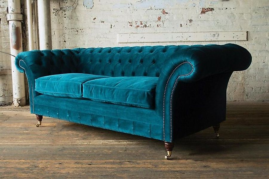 Xlmoebel 3-Sitzer Traditionelles Chesterfield Türkis Stoffsofa Sitzgarnitur günstig online kaufen