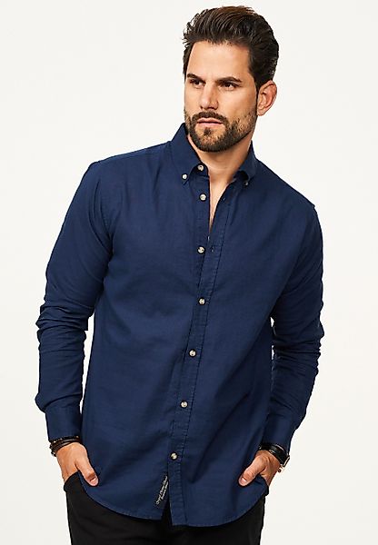 behype Langarmhemd aus Leinen im Regular-Fit günstig online kaufen