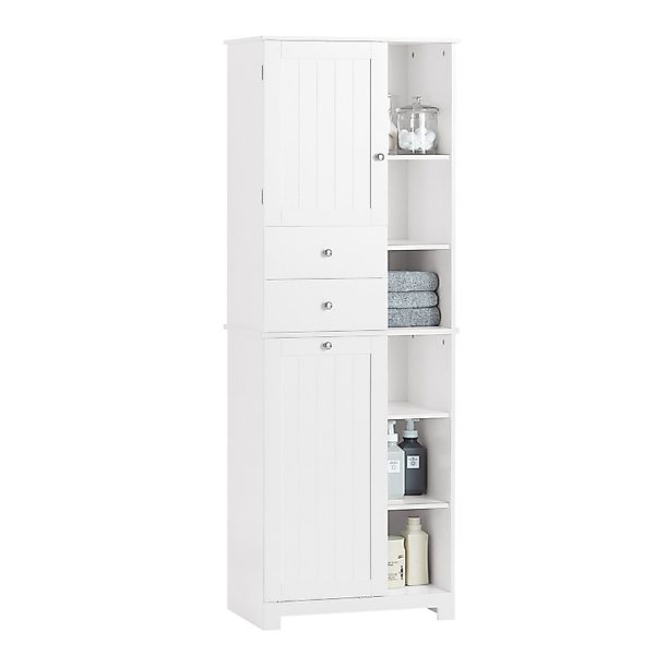 SoBuy Hochschrank mit ausklappbarem Wäschesack Holz Weiß BZR104-W günstig online kaufen