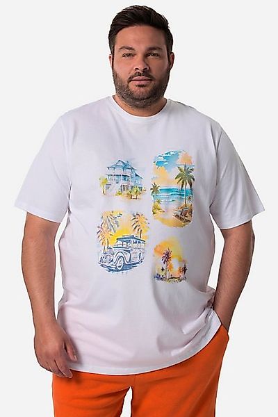 Men Plus T-Shirt Men+ T-Shirt Halbarm großer Print Rundhals günstig online kaufen