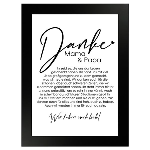 WANDStyle Bild mit Rahmen Danke Mama und Papa, von uns, Geschenk: Poster fü günstig online kaufen