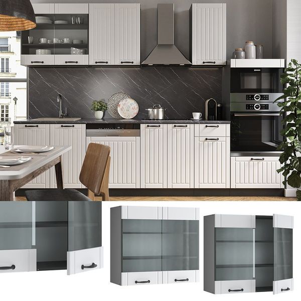 Vicco Glashängeschrank Fame-Line, Weiß Landhaus/Anthrazit, 80 günstig online kaufen