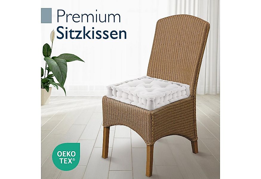 Beautissu Stuhlkissen 2er Set Bodenkissen Sitzkissen Mila, 50x50cm, Natur, günstig online kaufen