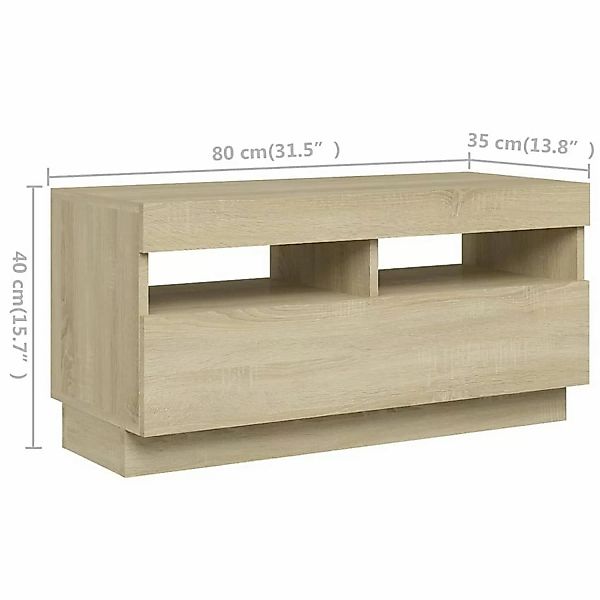 vidaXL TV-Schrank TV-Schrank mit LED Leuchten Sonoma Eiche 260x35x40 cm Low günstig online kaufen