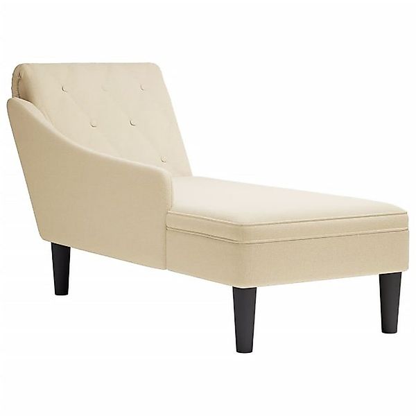 vidaXL Chaiselongue, Chaiselongue mit Kissen und Rechter Armlehne Creme Sto günstig online kaufen