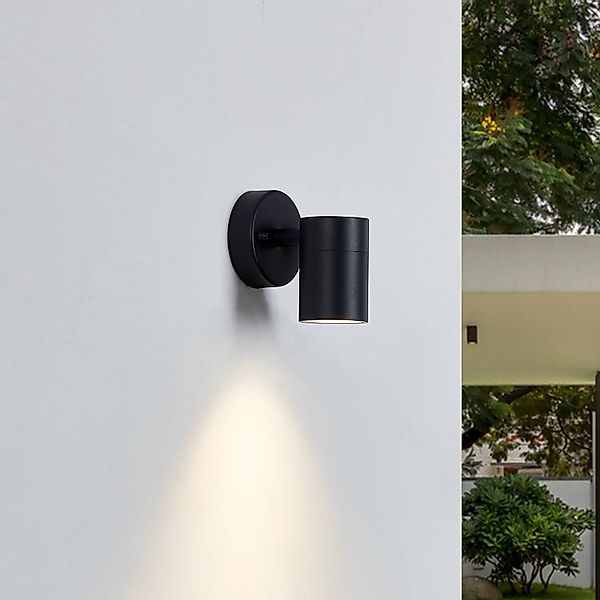 Lindby Außenwandlampe Inaye, GU10, 12 cm, schwarz, Aluminium günstig online kaufen