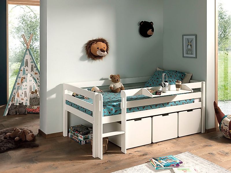 Vipack Spielbett "Pino, Kiefer massiv, mit Rolllattenrost, 3 Rollboxen, Mad günstig online kaufen