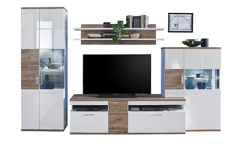 uno Wohnkombination  Zypern ¦ weiß ¦ Maße (cm): B: 320 H: 199 T: 50.0 Kommo günstig online kaufen