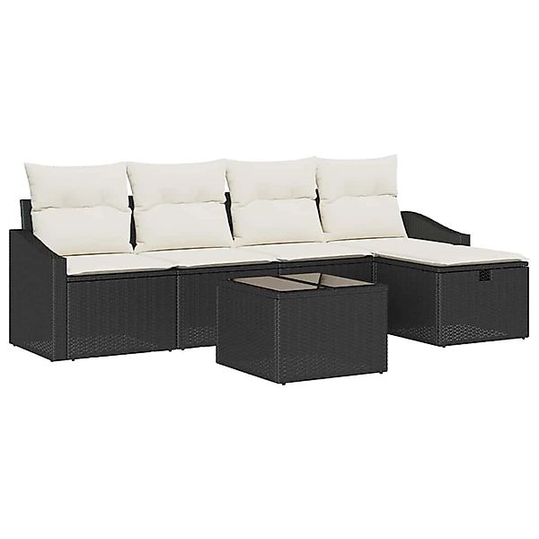 vidaXL Garten-Sofa-Set mit Kissen 6-Tlg Schwarz Poly Rattan 3359266 günstig online kaufen