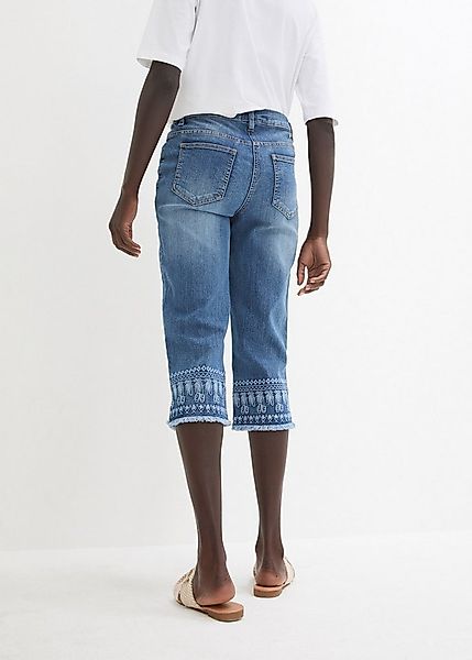 bonprix Caprijeans Slim Fit Passform, Capri-Länge, mit Stickerei günstig online kaufen