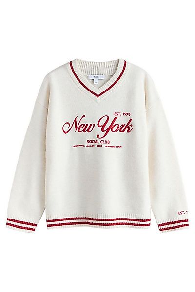 Next V-Ausschnitt-Pullover Sportlicher Pullover mit V-Ausschnitt und Grafik günstig online kaufen